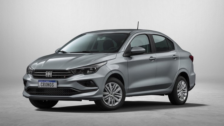 Fiat Cronos Drive 1.0 cinza de frente.