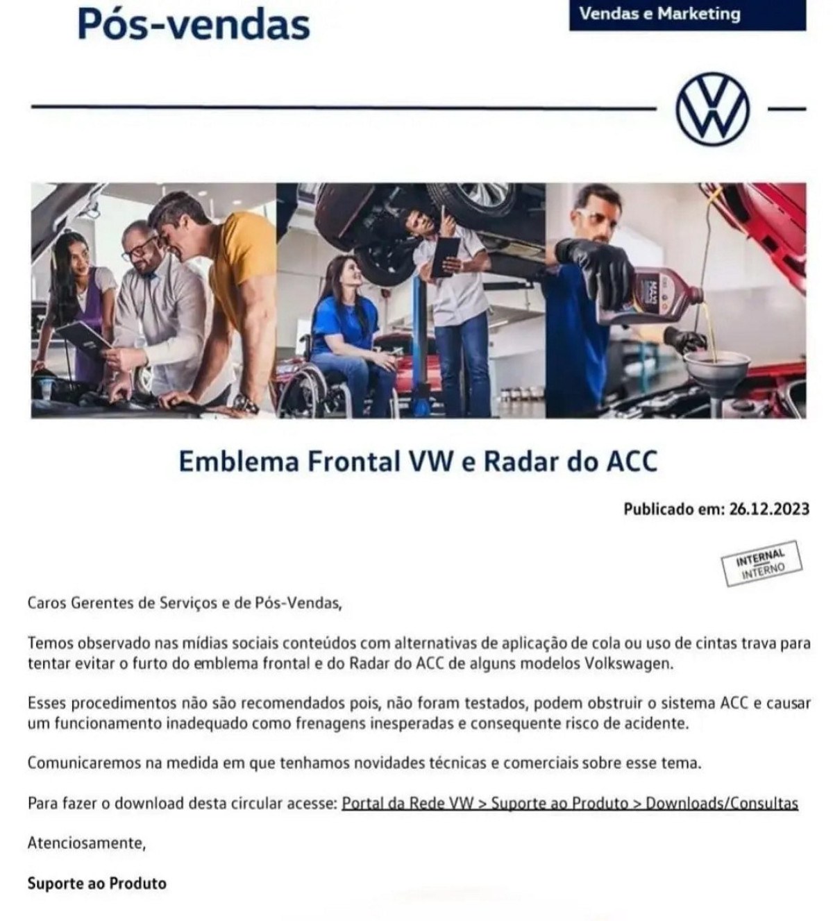 Furto do emblema e do radar do ACC de modelos da Volkswagen causa grande prejuízo aos clientes da marca.