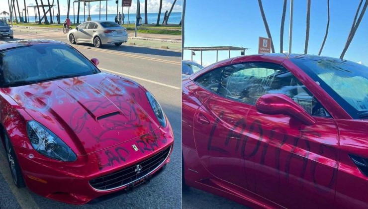Ferrari California é vandalizada em Maceió
