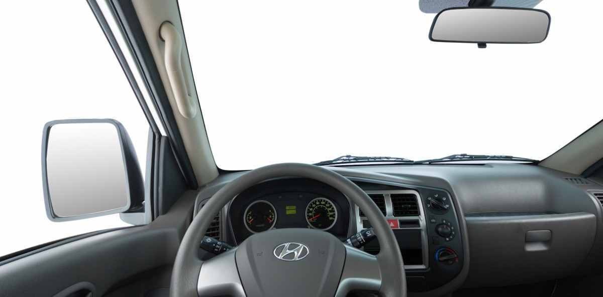 Hyundai HR H-100 branco interior painel e volante estático no estúdio