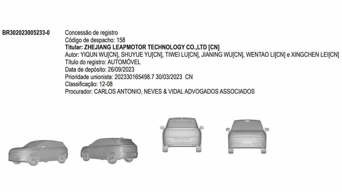 Leapmotor registrou seu SUV no Brasil