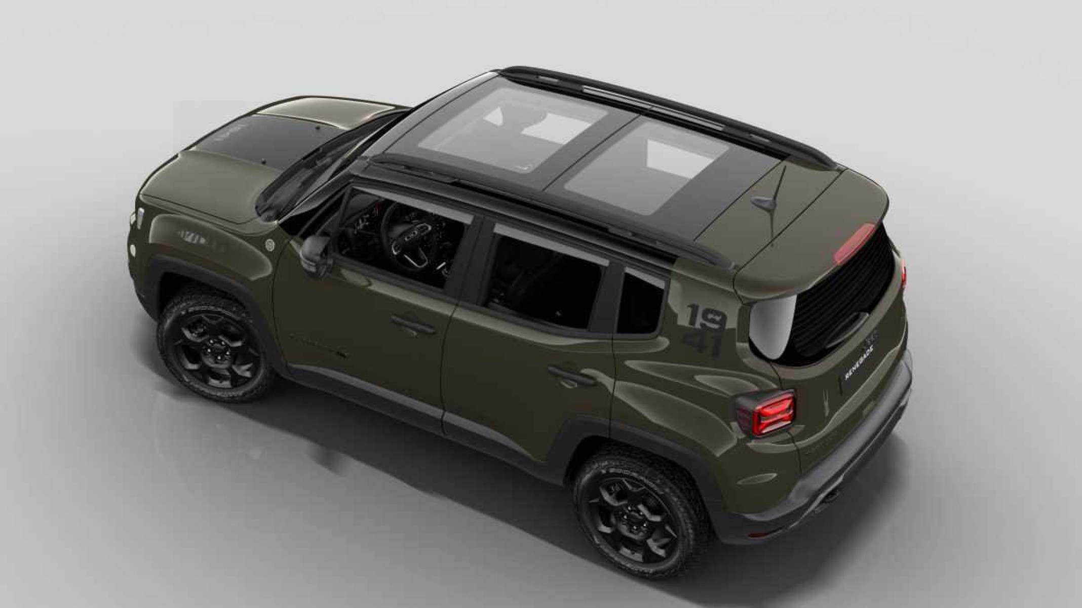  Jeep Renegade Willis modelo 2025 de traseira verde estático no estúdio