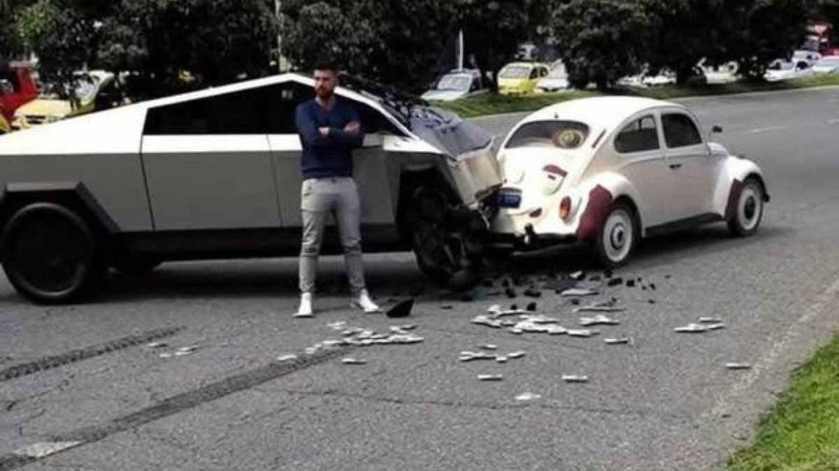 Estado da Cybertruck na batida contra o Fusca é fake