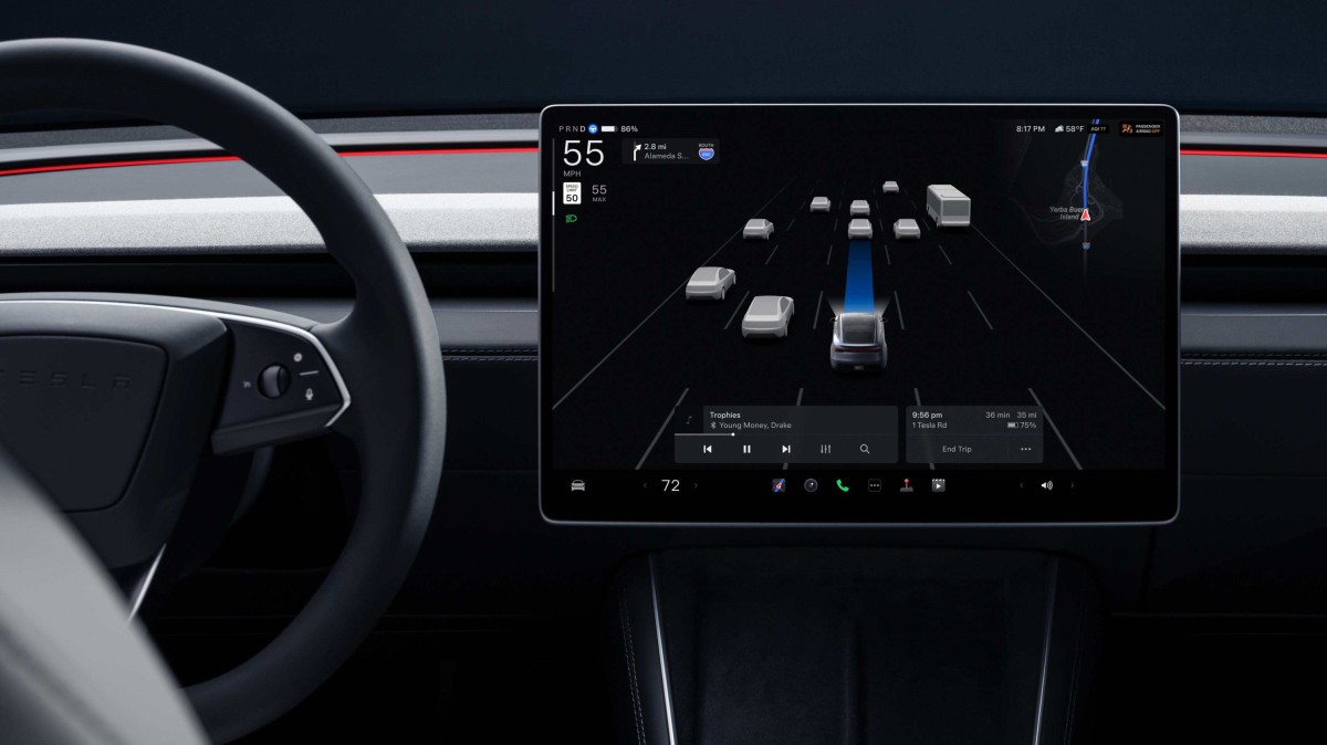 Tesla Model Y em seu modo de piloto automático