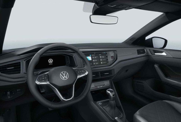Interior do Virtus Exclusive 2026 traz detalhes em acabamento nas portas e no painel