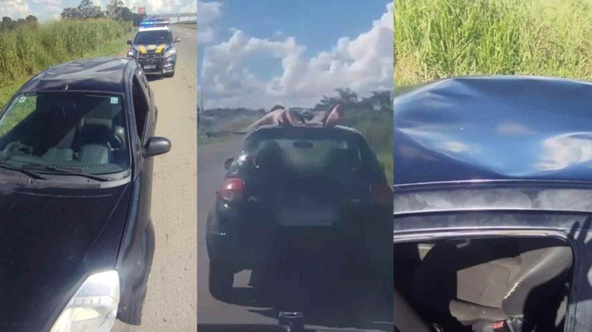 Passageiro viaja no teto de Ford Ka a 100 km/h em Goiás
