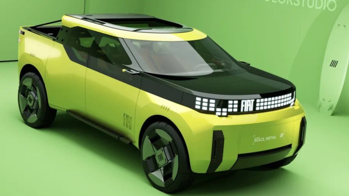 Projeção da nova identidade visual da Fiat inspirado no Grande Panda