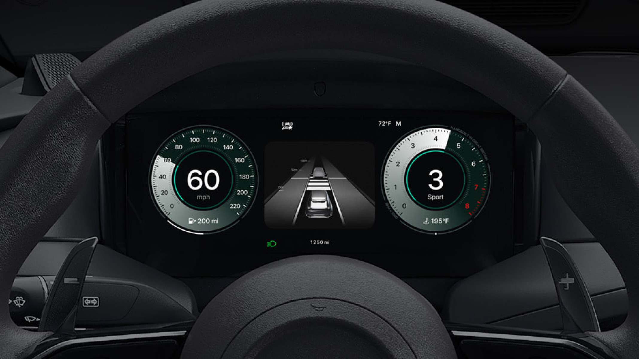 Tela do CarPlay Ultra mostrando sistema piloto autom&aacute;tico adaptativo em funcionamento
