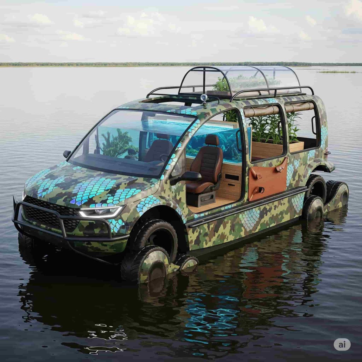 Criado pela Gemini, o Pantanator FX – O Caçador de Aventuras Alagadas é um híbrido de carro e barco para explorar o Pantanal como um verdadeiro bicho do mato