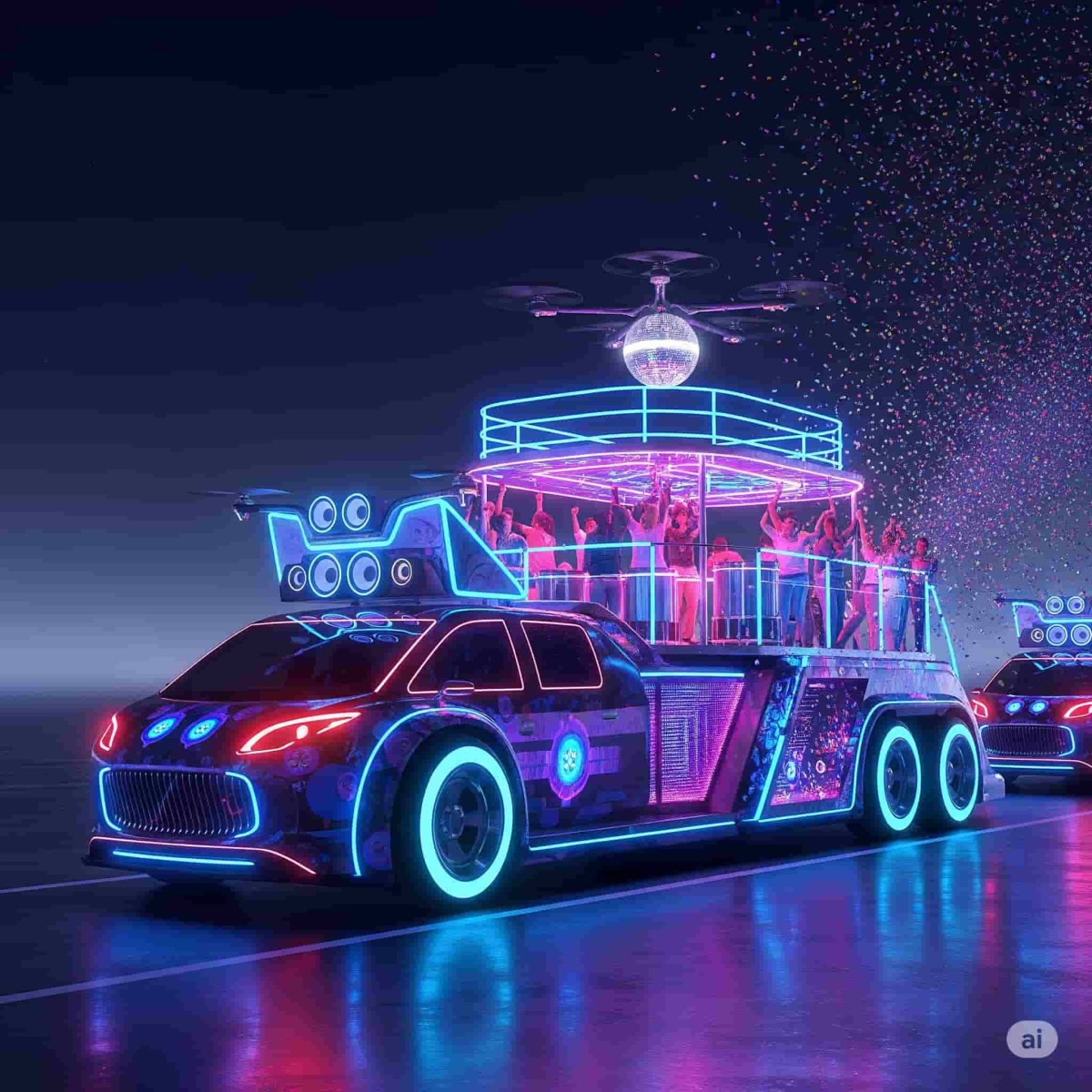 Criado pela Geimini, o Sambatrack 5000 – O Carnaval Sobre Rodas é um carro com cores neon pulsantes, rodas que se iluminam conforme o ritmo da música, teto que vira pista com globo espelhado suspensos.