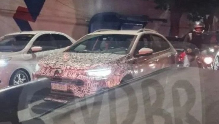 VW Nivus aparece com forte camuflagem e novo visual dianteiro -  (crédito: Reprodução/@harleyabud/Placaverde)