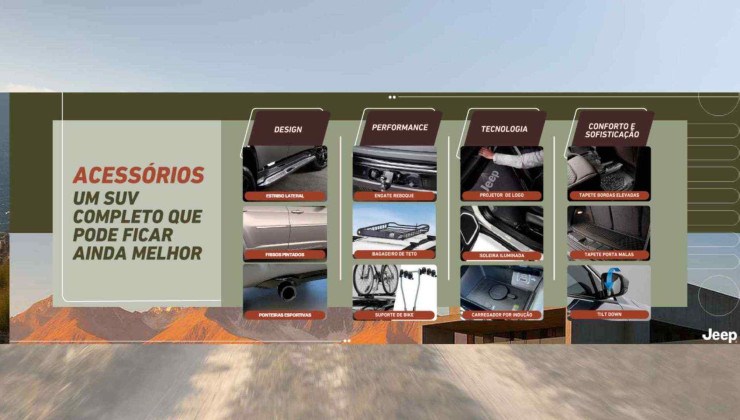 Para aqueles que gostam de turbinar o SUV, são mais de 40 acessórios disponíveis
