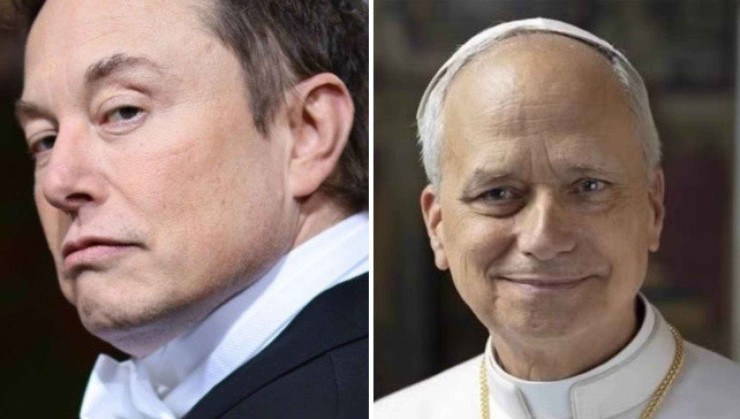 Elon Musk rebateu o papa Leão XIV com versículo da Bíblia -  (crédito: Montagem sobre fotos/Reprodução/Redes sociais/Vaticano)