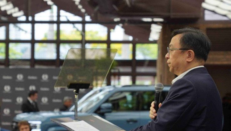 Wang Chuanfu, fundador e CEO da BYD, em evento em S&atilde;o Paulo
