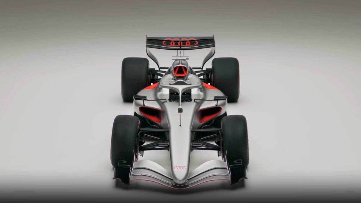 Carro da Audi para a temporada 2026 visto acima