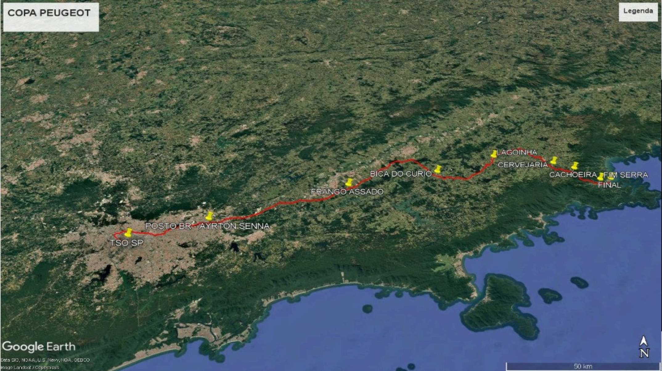 Trajeto da Copa Peugeot 2025