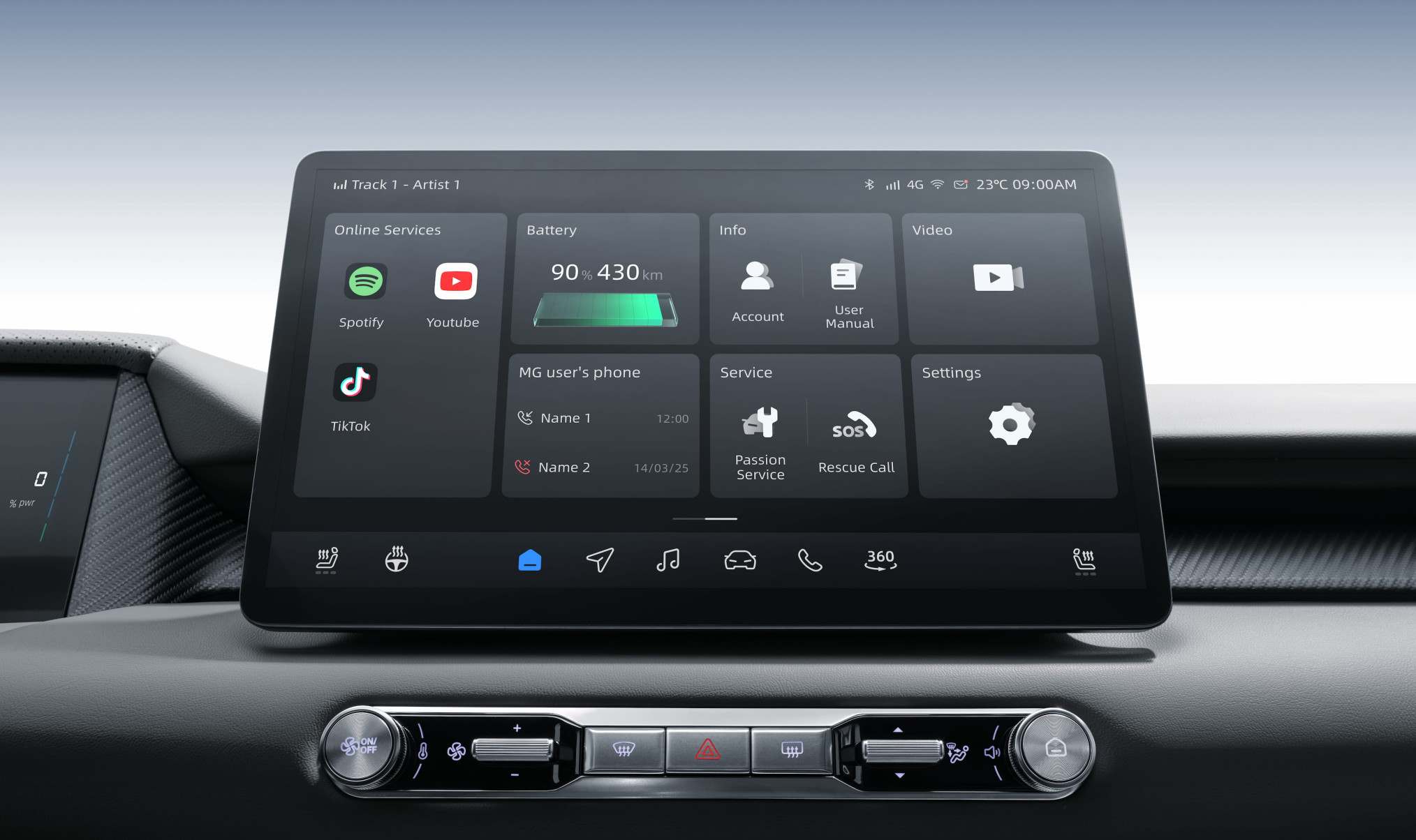 Central multimídia é de 12,8 polegadas.