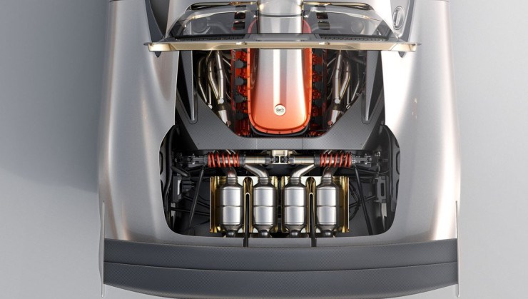 O motor é um 3.9 V12 aspirado com aproximadamente 700 cv e 48 kgfm de torque