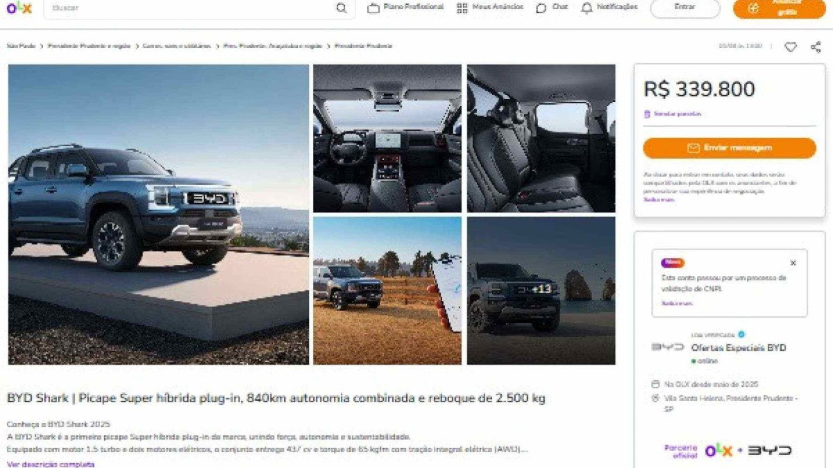 BYD começa a vender carros 0 km na OLX