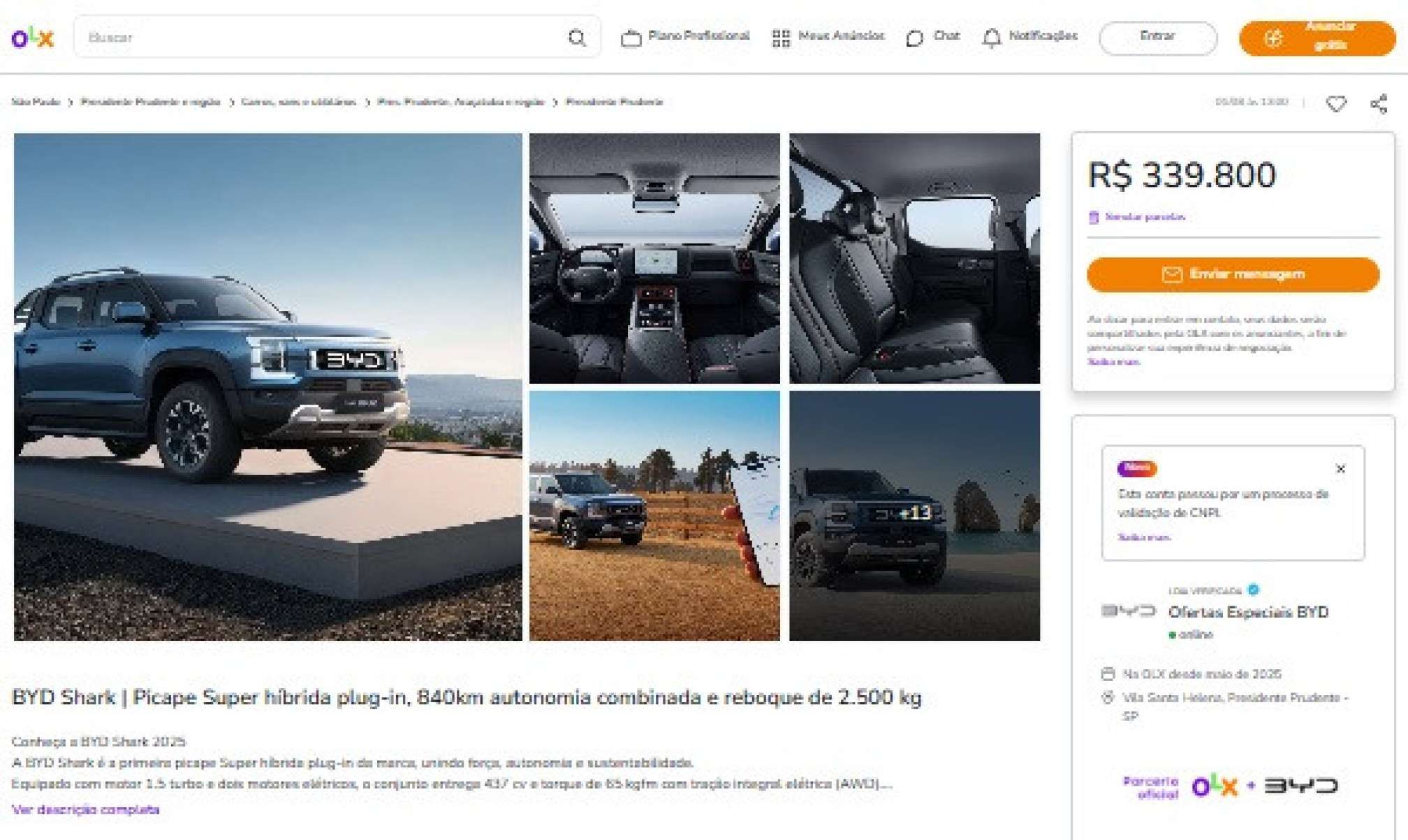 BYD começa a vender carros elétricos e híbridos 0 km na OLX