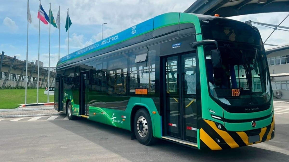 Aeroporto Internacional de Confins recebe ônibus 100% elétrico da Marcopolo