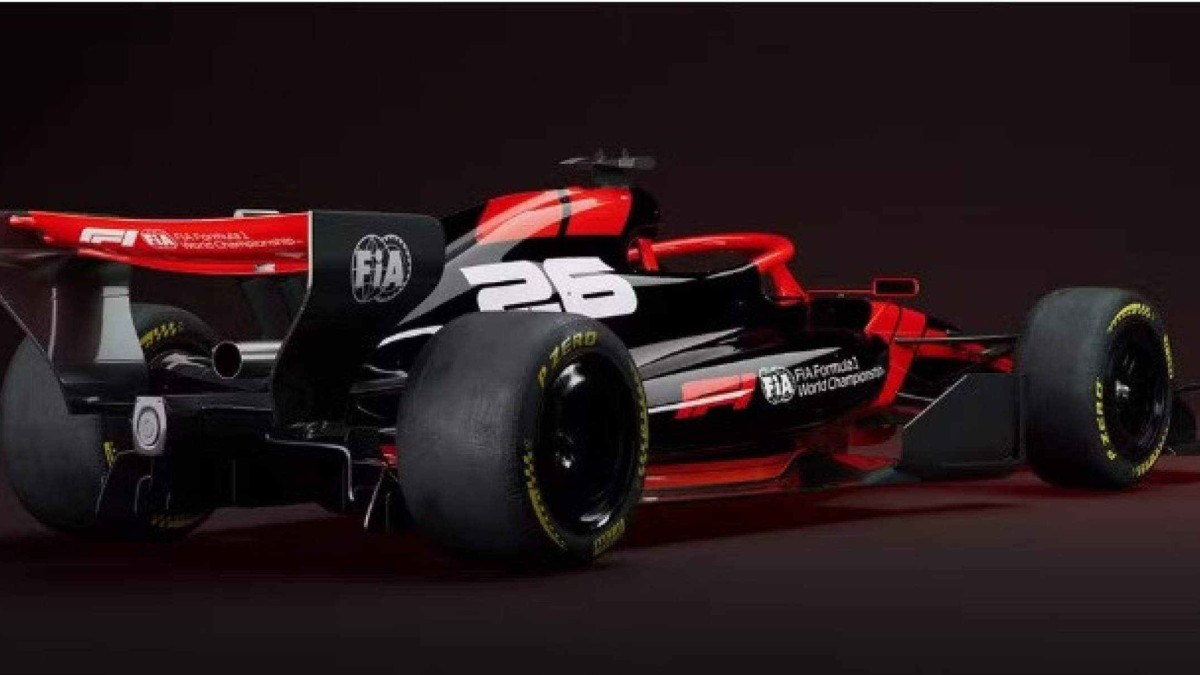 SF-26, carro da Ferrari, visto por trás 