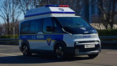 Van elétrica da Kia vira viatura com drone na Coreia do Sul