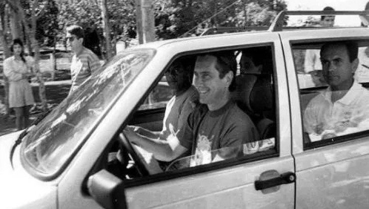 O ent&atilde;o Presidente Fernando Collor em sua Elba Weekend, piv&ocirc; das den&uacute;ncias que culminou no seu impeachment
