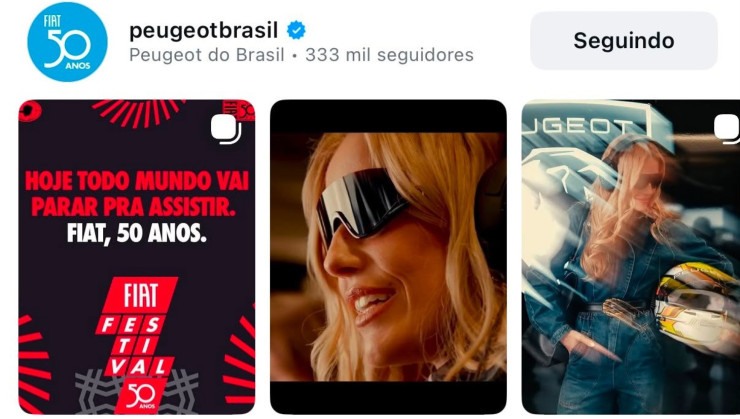 Instagram da Peugeot com foto comemorativa em alus&atilde;o ao anivers&aacute;rio da Fiat no Brasil