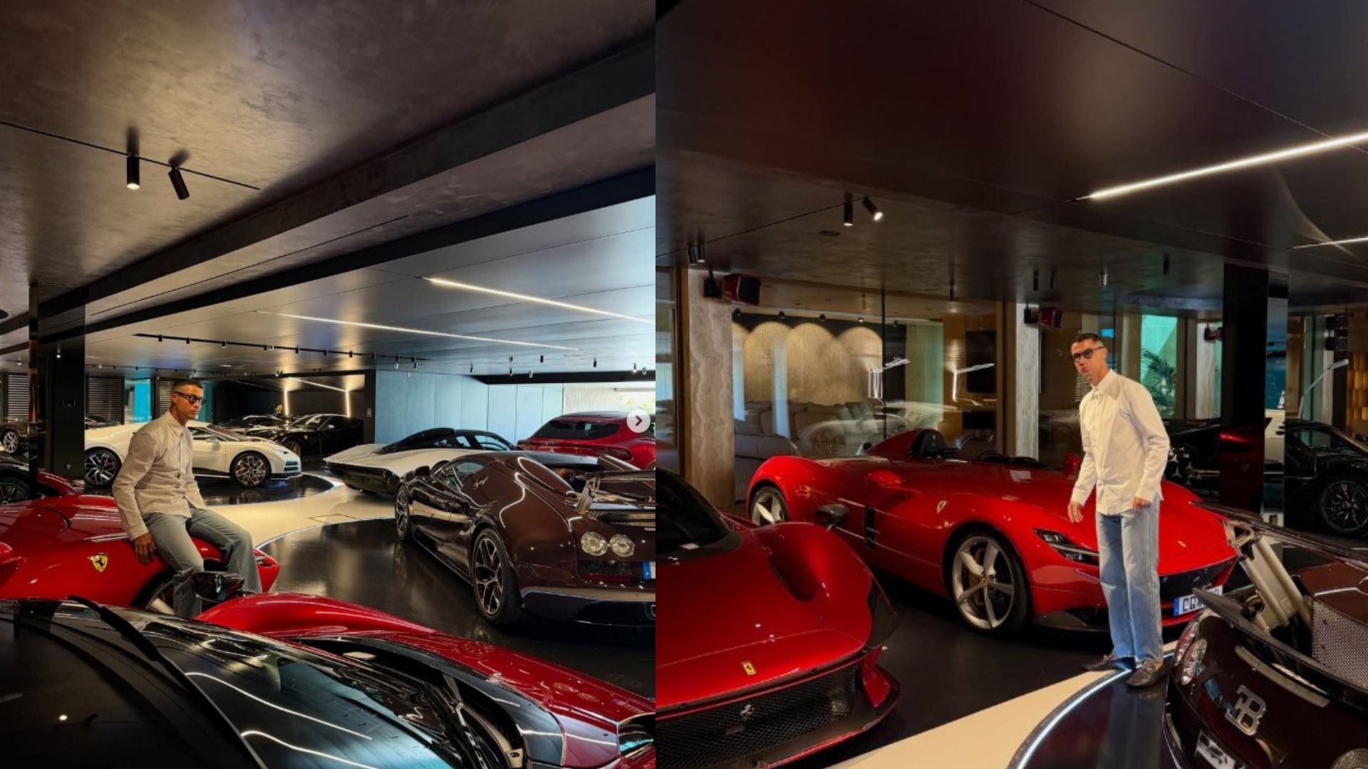 Cristiano Ronaldo exibe parte de sua milion&aacute;ria cole&ccedil;&atilde;o de carros esportivos, avaliada em mais de 25 milh&otilde;es de euros -  (crédito: Reprodu&ccedil;&atilde;o/Instagram Cristiano Ronaldo)