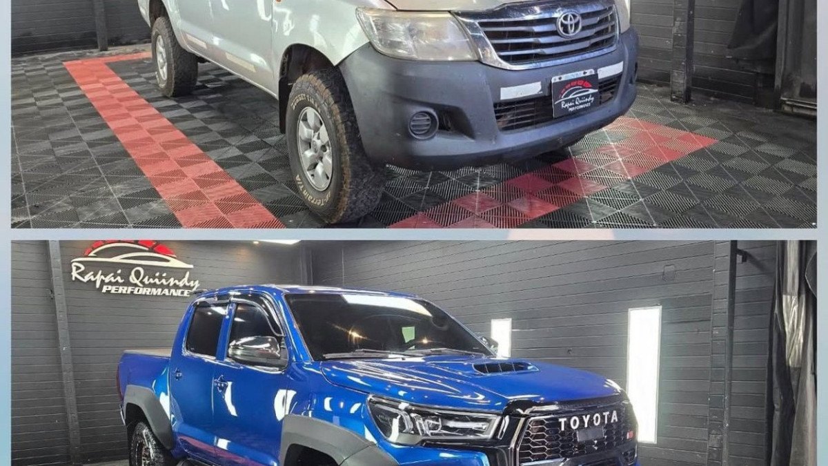 Oficina no Paraguai realiza modificação para mudar a aparência de Hilux mais antigas para versões mais atuais