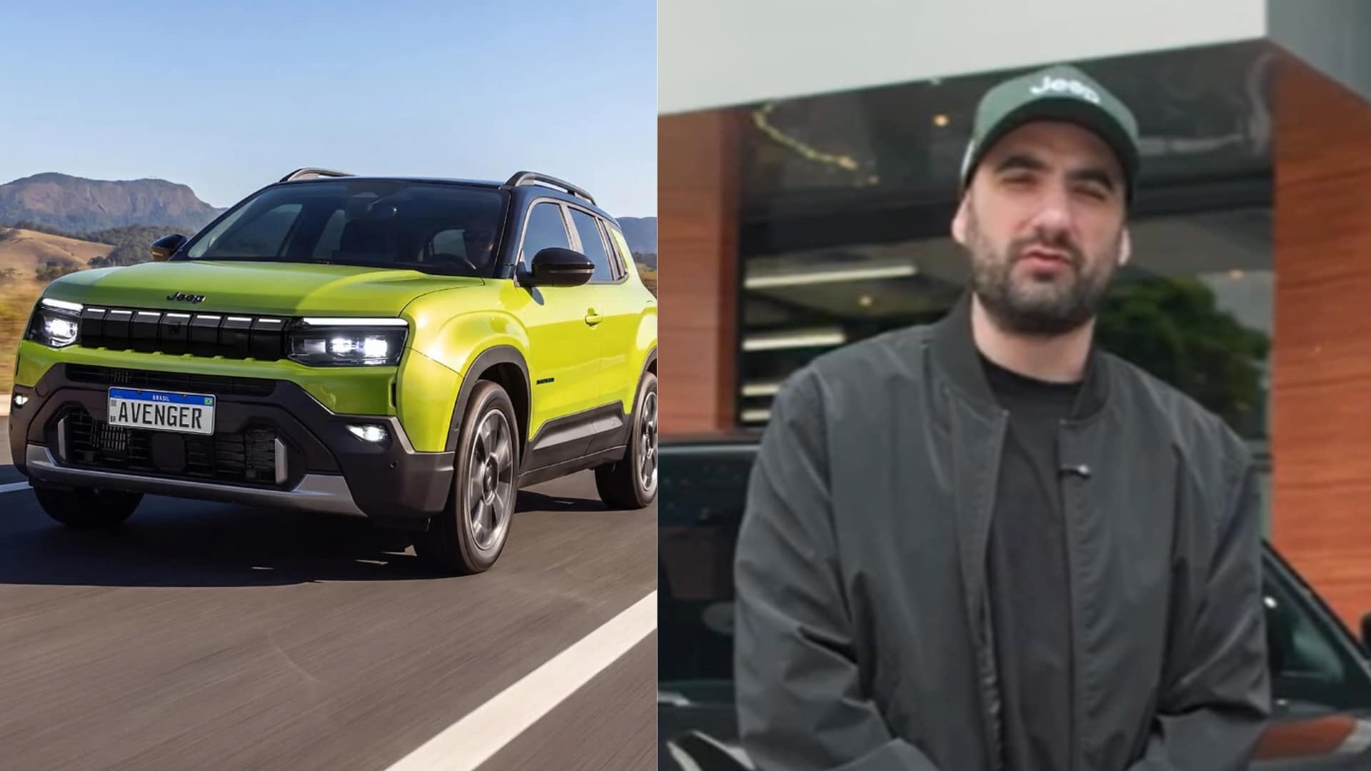 Lucas Valente recebe seu Jeep Avenger, primeiro modelo do SUV h&iacute;brido entregue no Brasil -  (crédito: Divulga&ccedil;&atilde;o/Reprodu&ccedil;&atilde;o Jeep)