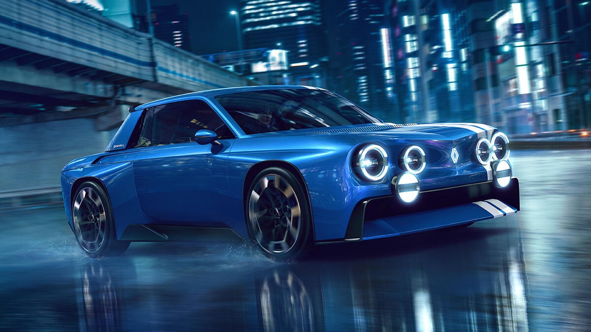 O conceito el&eacute;trico Renault 8 Gordini, com seu design que une passado e futuro, presta homenagem ao cl&aacute;ssico da marca em uma proposta esportiva -  (crédito: Divulga&ccedil;&atilde;o/Renault)