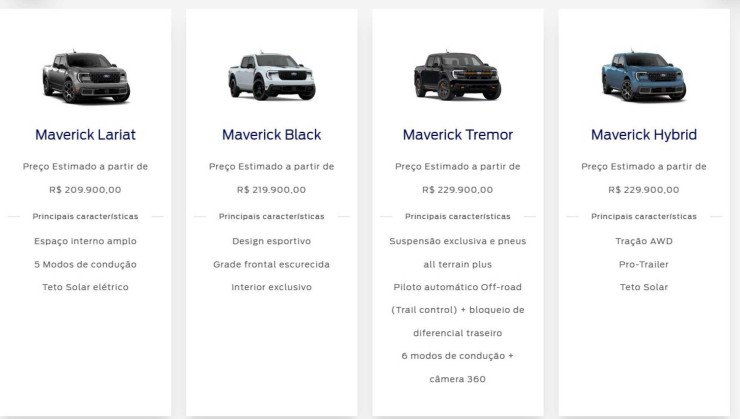 Gama da Ford Maverick agora conta com quatro vers&otilde;es