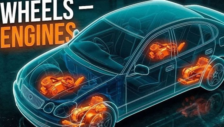 Youtubers russo constroem carro a combustão com quatro motores -  (crédito: Reprodução/YouTube/Garage 54)