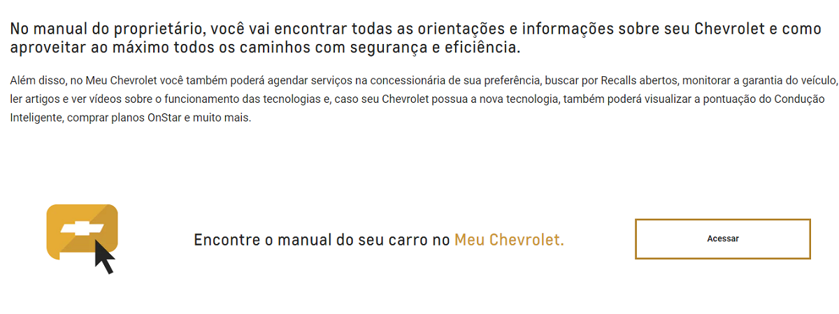 A Chevrolet é uma das marcas que disponibiliza os manuais de forma digital