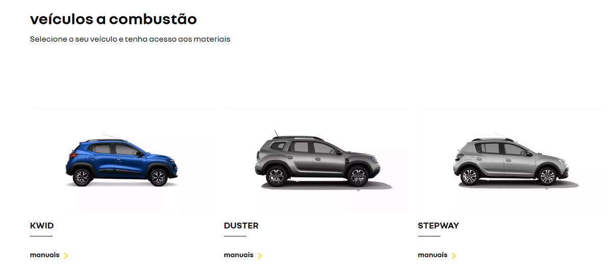 No site da Renault, é bem intuitivo encontrar os manuais dos carros da marca