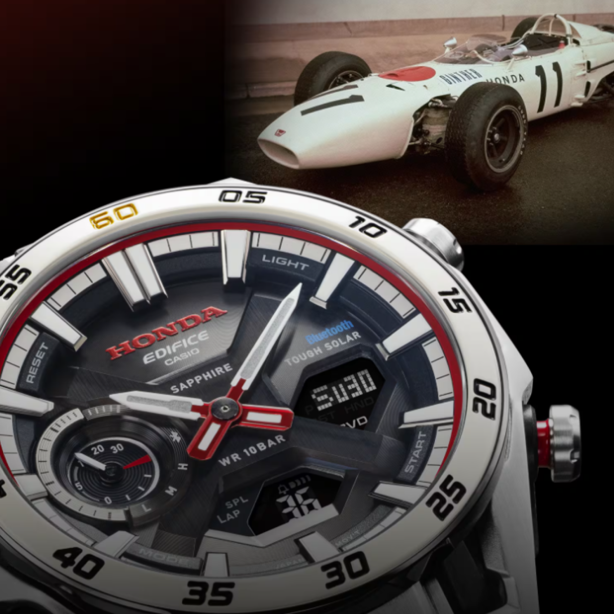 Casio lança relógio que homenageia o motor V12 da Honda na Fórmula 1