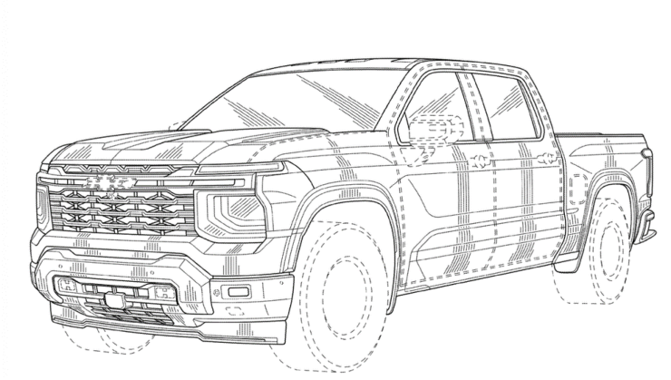 Diagrama da nova geração da Chevy Silverado -  (crédito: Reprodução/Uspto)