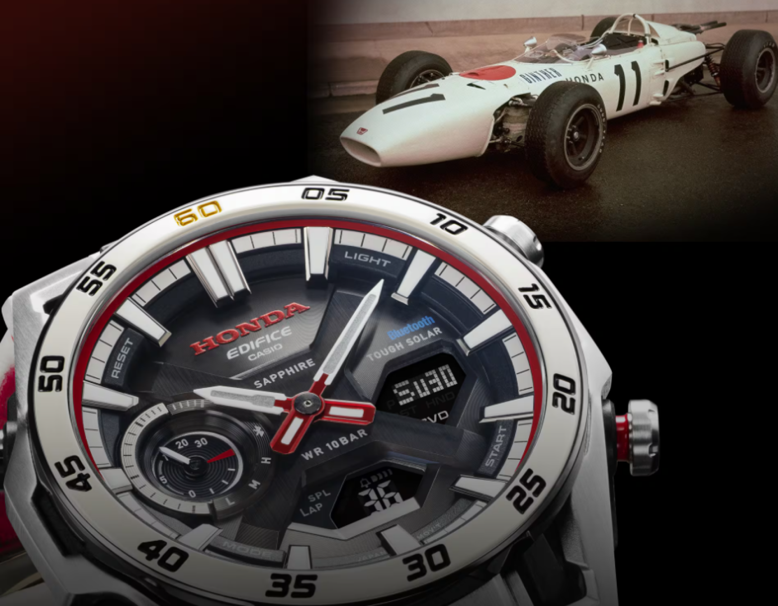 Casio lança relógio que homenageia o motor V12 da Honda na Fórmula 1