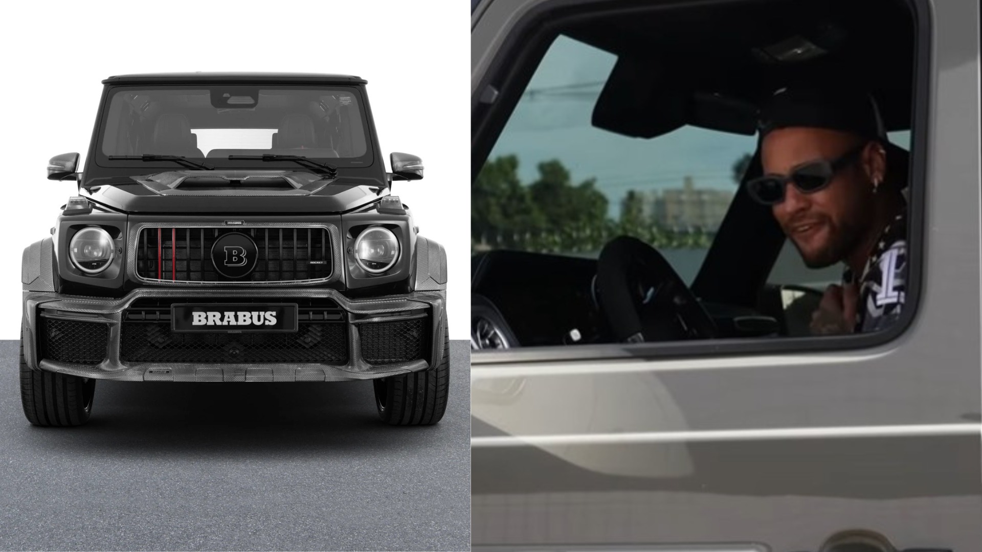 Neymar em seu luxuoso Mercedes-AMG G 63 Brabus, ve&iacute;culo avaliado em mais de R$ 4 milh&otilde;es e tema da not&iacute;cia. -  (crédito: Reprodu&ccedil;&atilde;o/Instagram/Neymar)