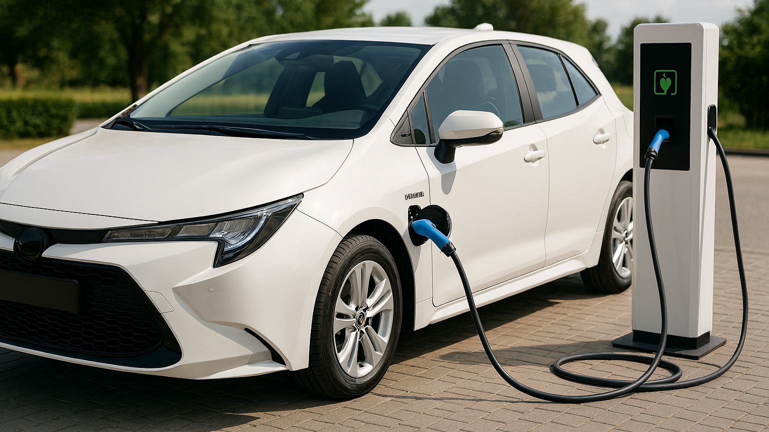 Carros el&eacute;tricos e h&iacute;bridos, como este em recarga, garantem economia no IPVA em diversos estados brasileiros. -  (crédito: Governo de SP)